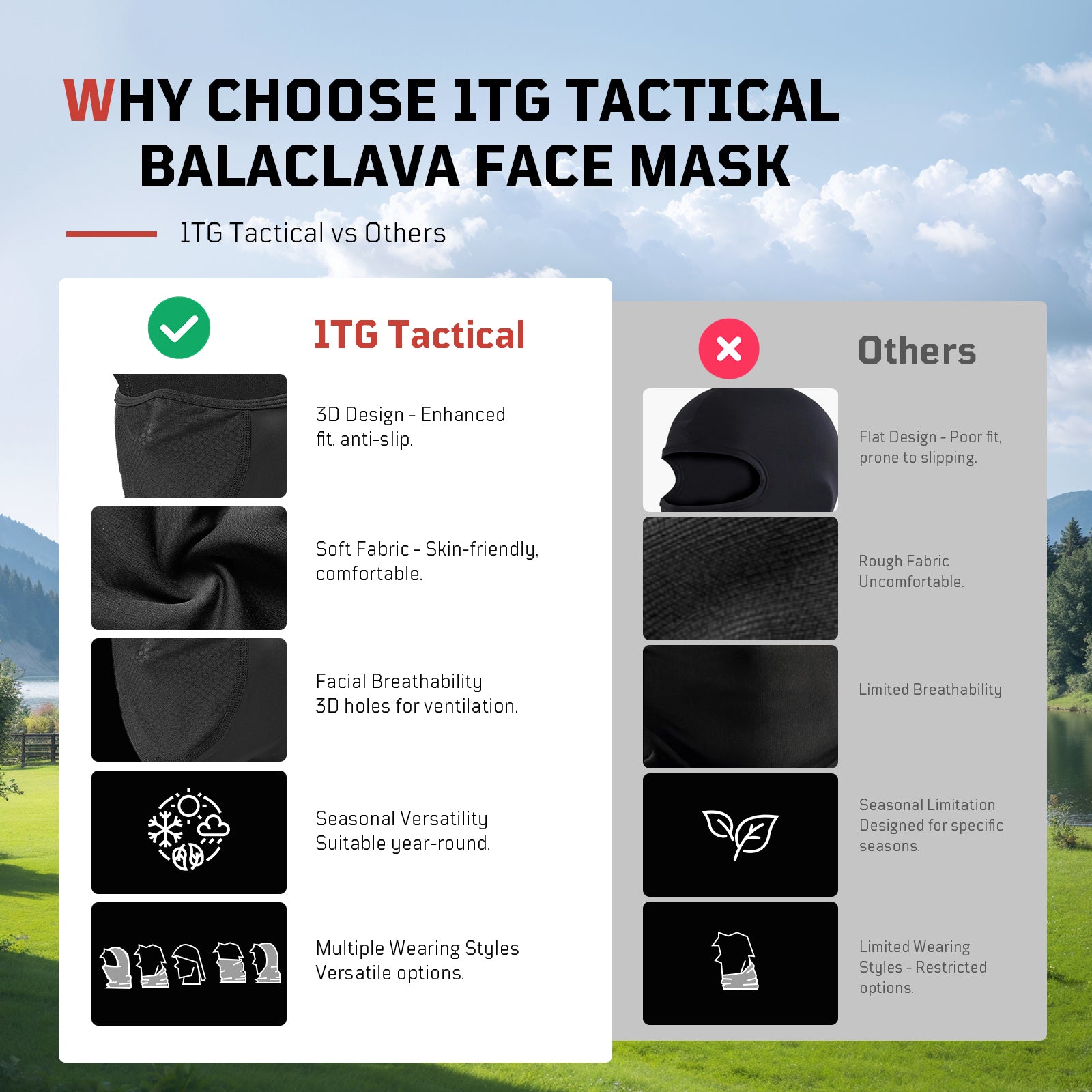 1TG Tactical Summer Balaclava Full Face Mask